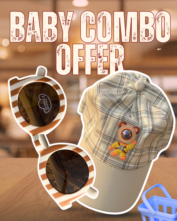 Galaxy Buddy Baby Cap + Coffee Stripes Baby Sunglasses Combo 🧢 🕶️