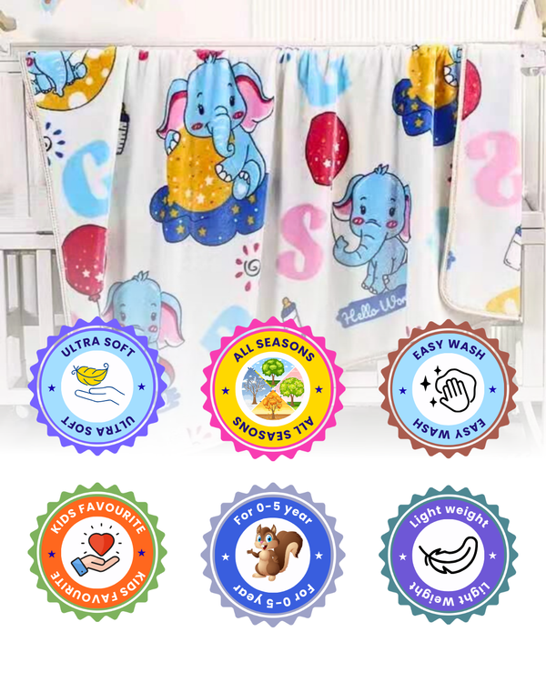 Pearl White Elephant Fun Soft Premium Quality Baby Blanket