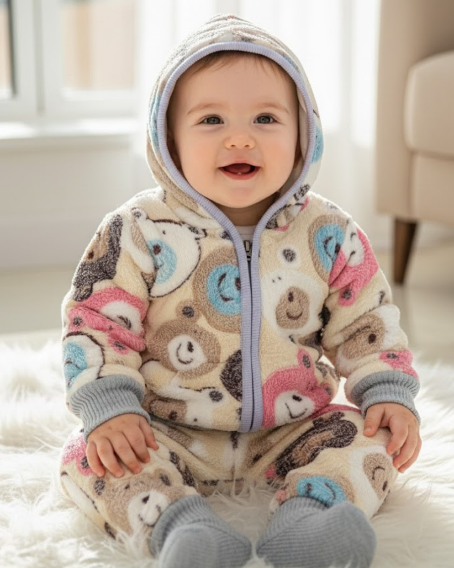 Summer Baby Teddy Cloud  Cream (Zipper + Pants) 🐻☀️