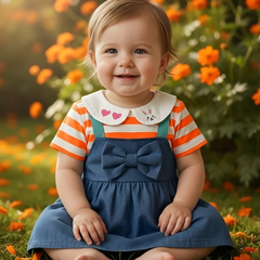 Orange Bunny Love Baby Frock 🐰💗