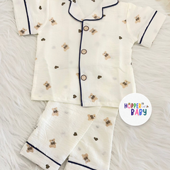 Teddy Dreams Muslin Nightwear Set for Kids