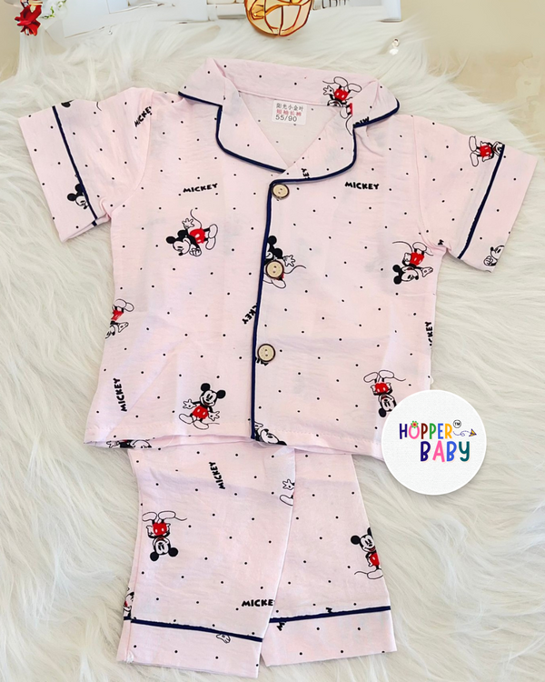 Mickey Muslin Nightwear Set for Kids (Girls)