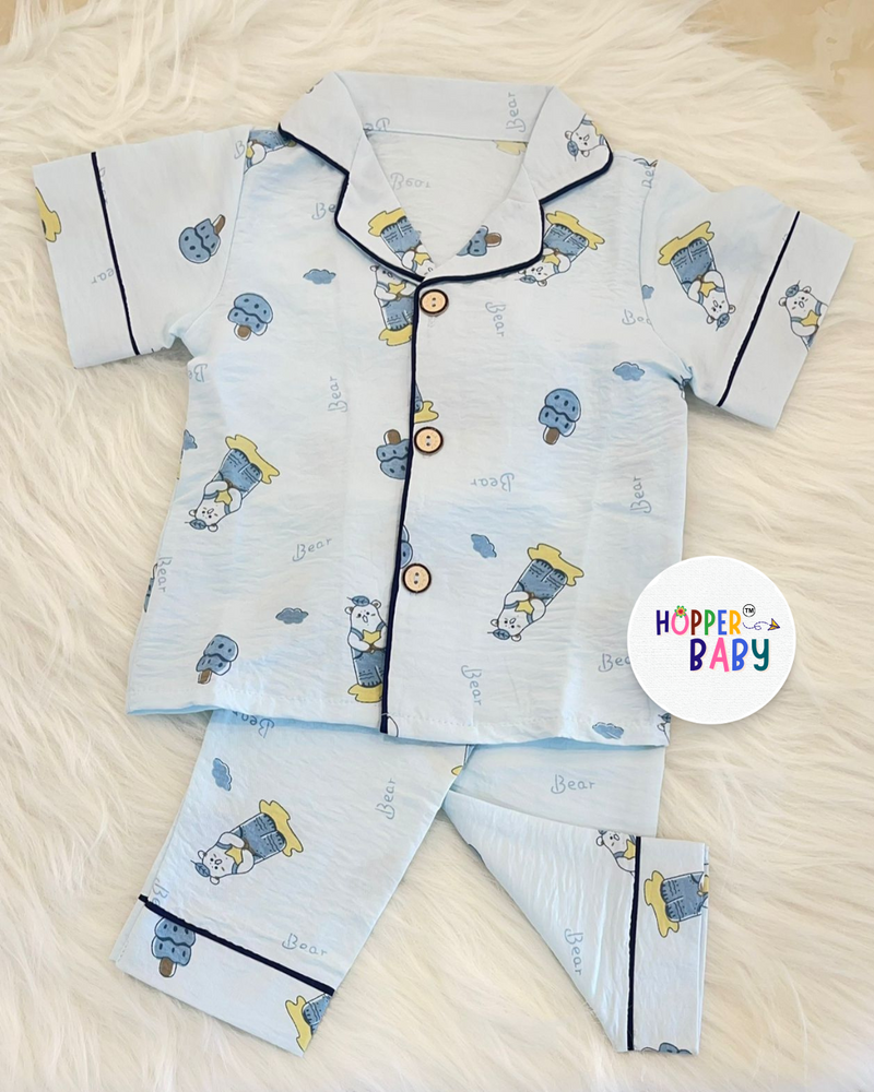 Bear  Muslin Nightwear Set for Kids (Boys)